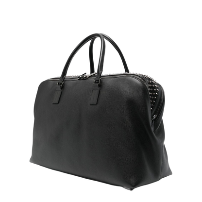 Black Calf Leather Two Top Handles Bag