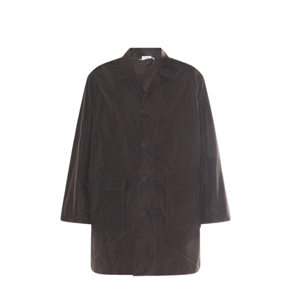 Logo-Print Single-Breasted Coat