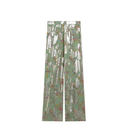 MAYFEYR - Valentino - Silk Trousers With All-Over Print In Green - 8B0RB715A724JS