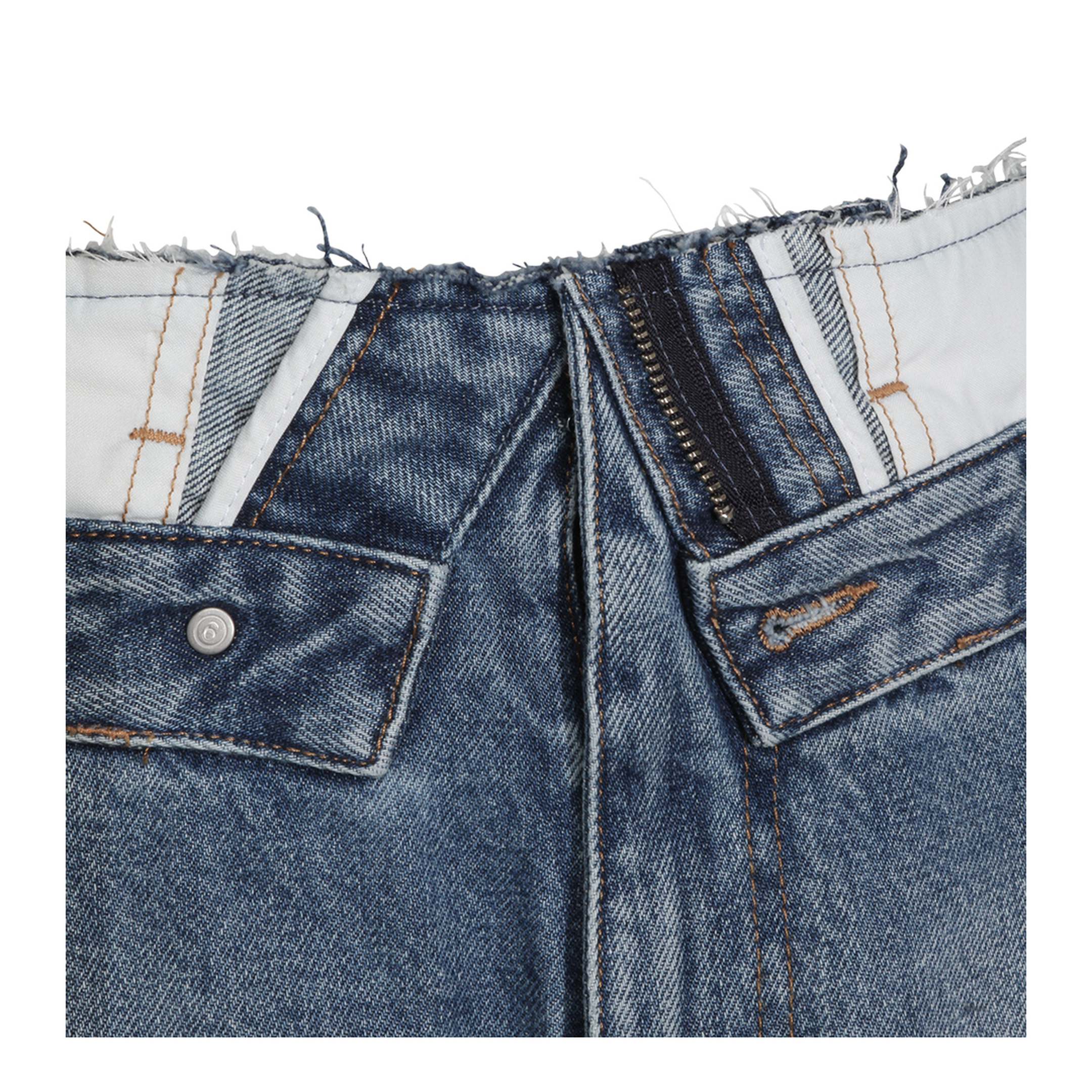 Light Blue Washed Jeans with Layered Waistband