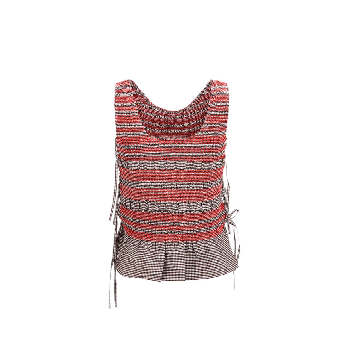 MAYFEYR - Ganni - Elastic Printed Top With Ruching And Side Ties - A1040365979