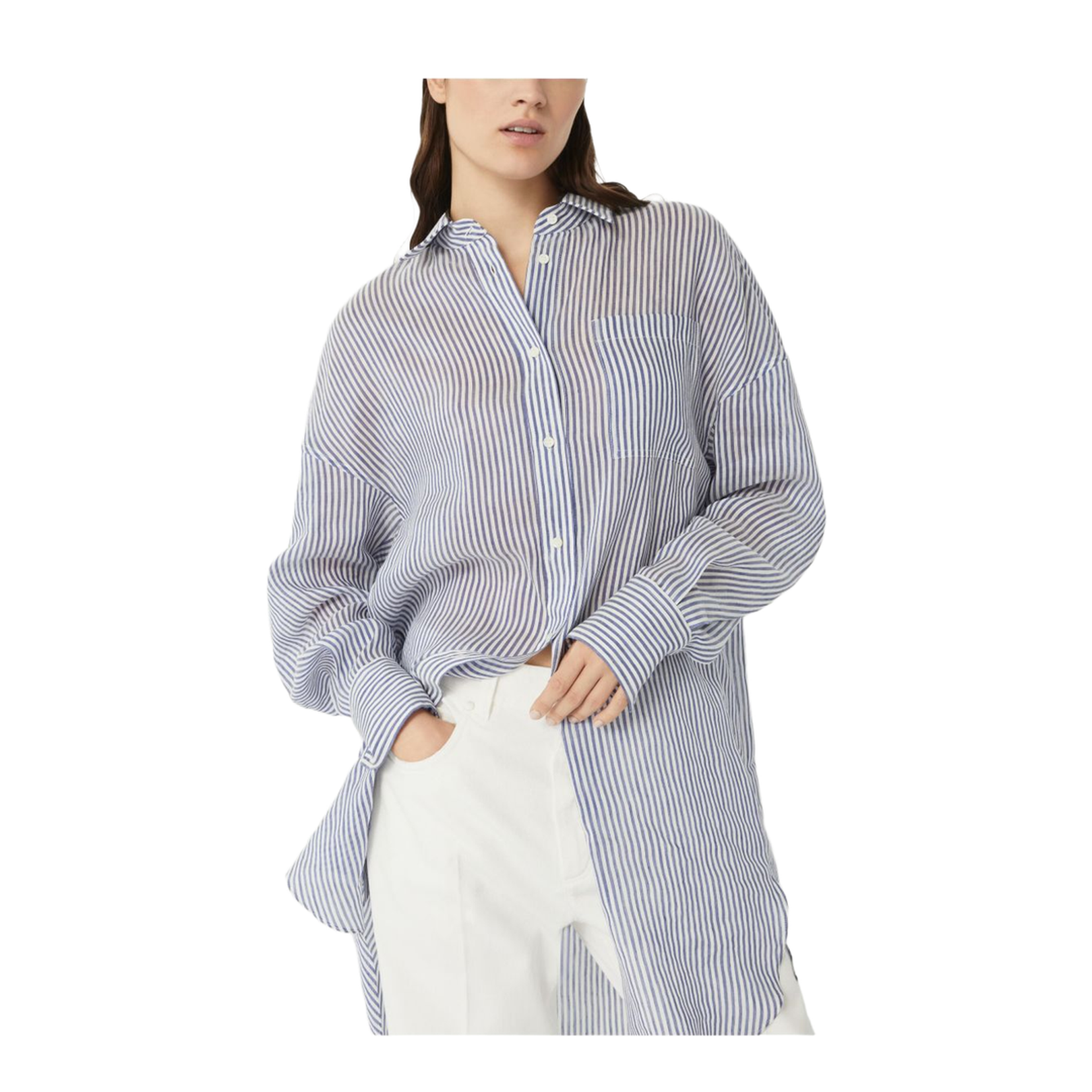 Clear Blue Striped Linen Shirt