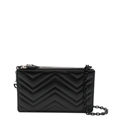 GG Marmont Mini Calfskin Leather Shoulder Bag - Black