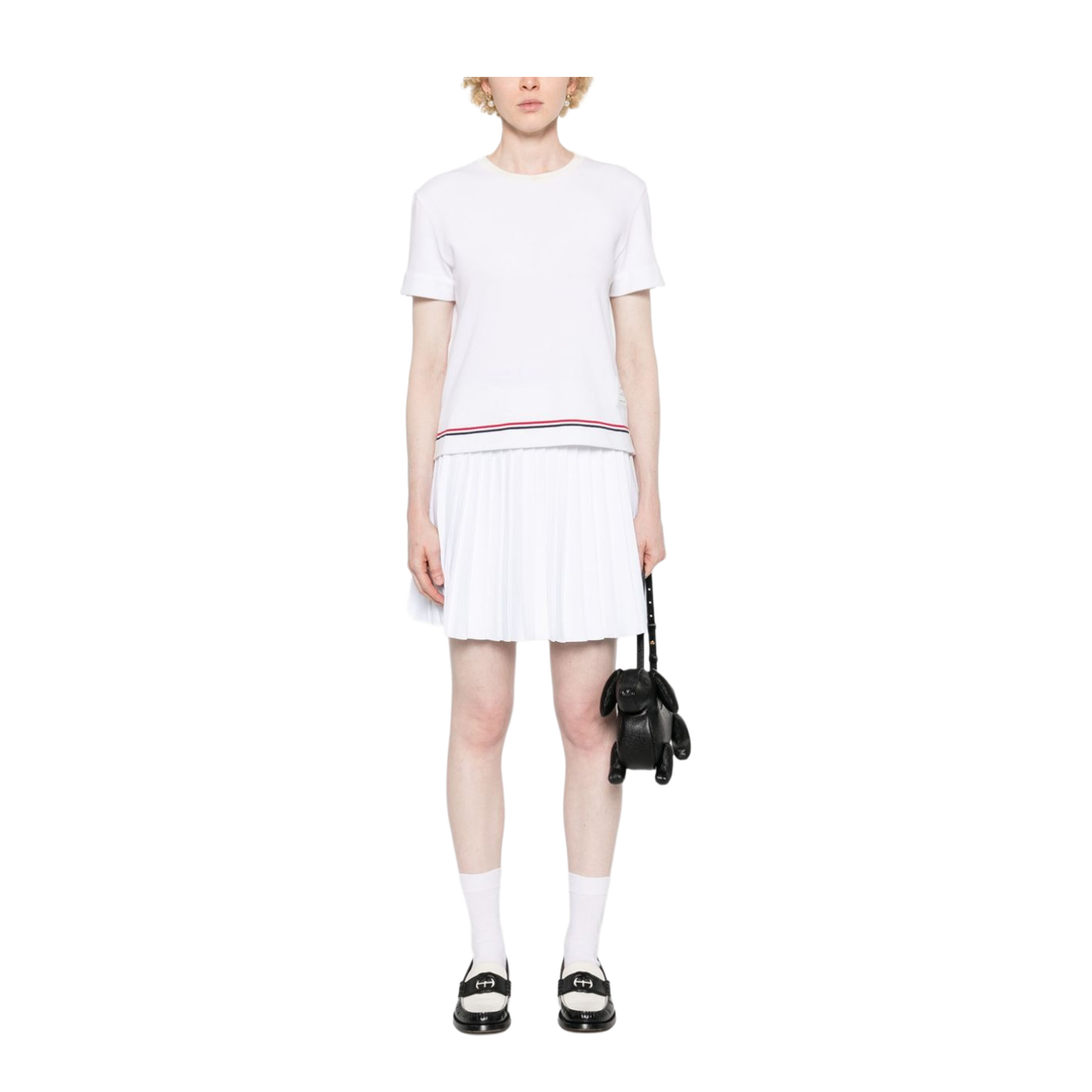 White Cotton Piqué Knit T-Shirt