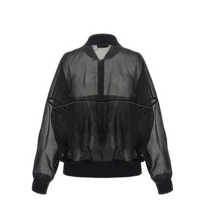 Cotton Organza Bomber Jacket with Shiny Trims