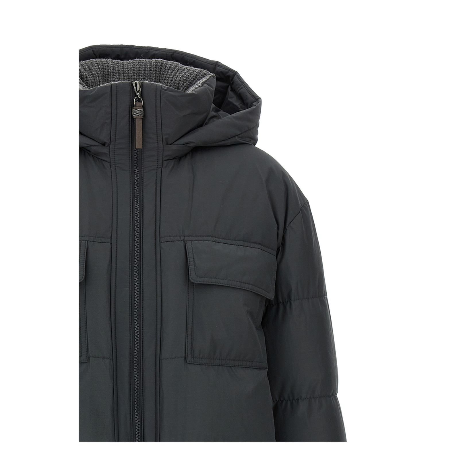 Knitted Neck Down Jacket Puffer Jackets Gray