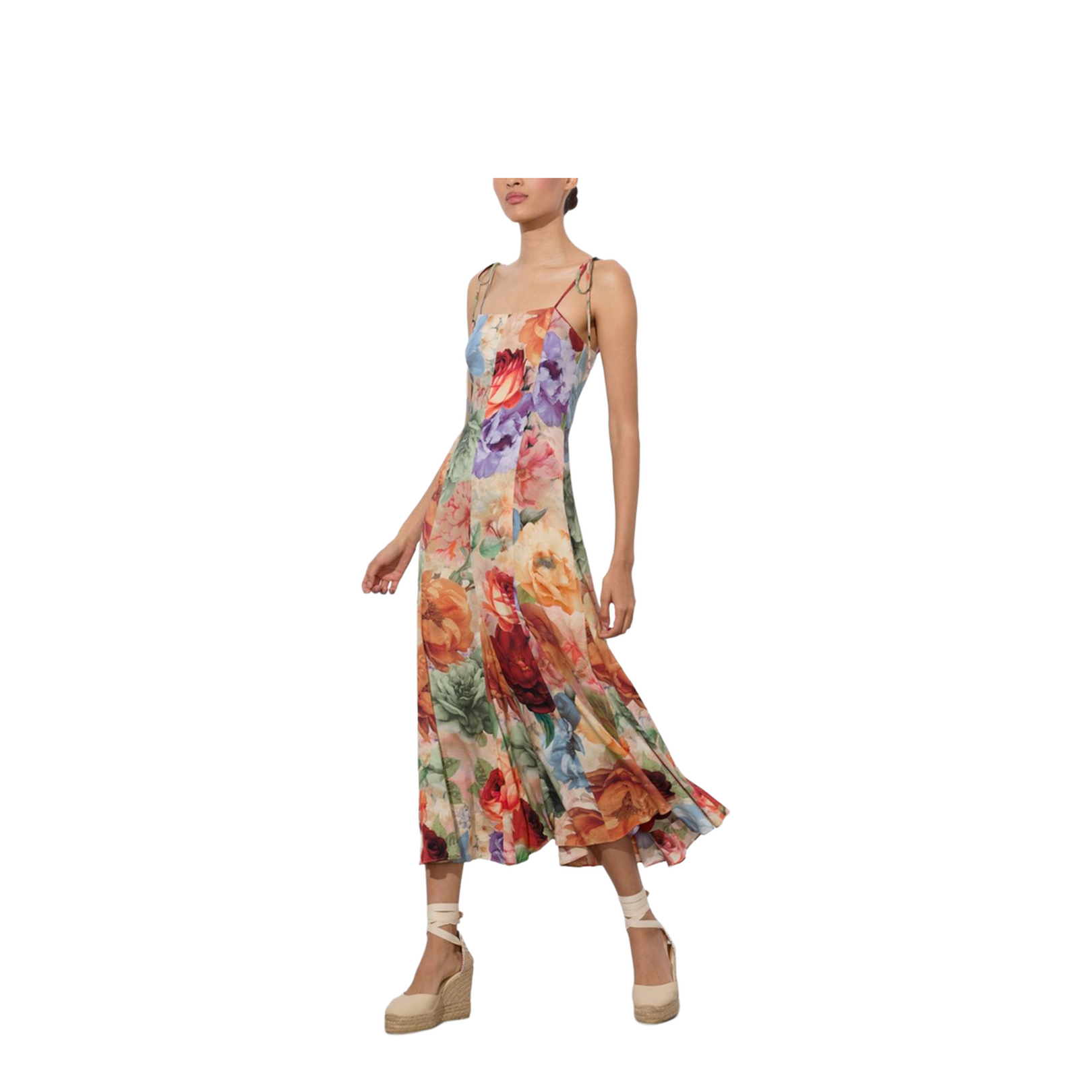 Paneled Midi Dress In Storm Floral Lg