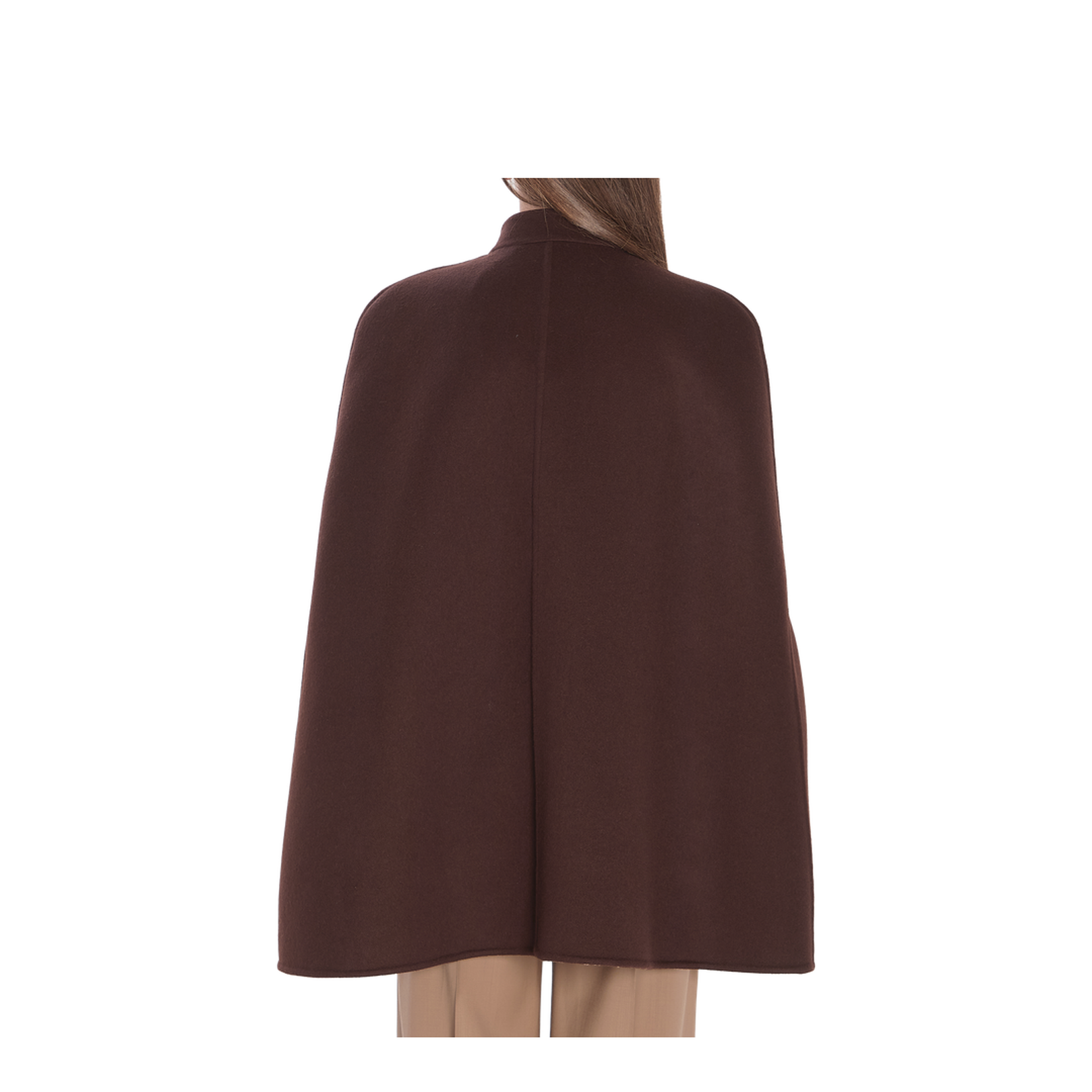 Silk Wool Cape with Horsebit in Brown
