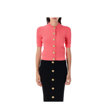 Buttoned Torsade Knit Cardigan