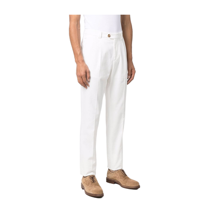 White Cotton Straight-Leg Chino Trousers