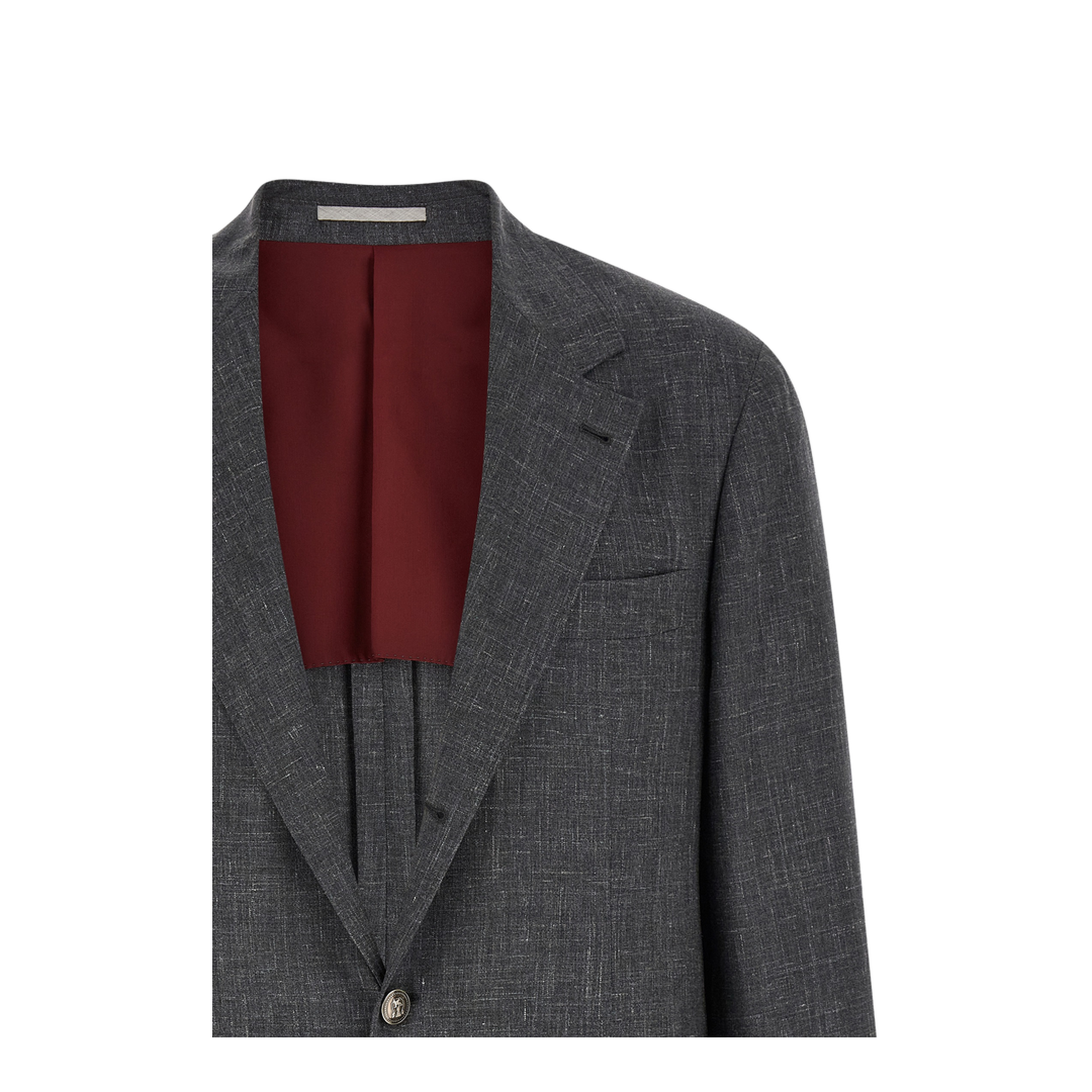 Slubbed Buttons Wool Blazer - Grey