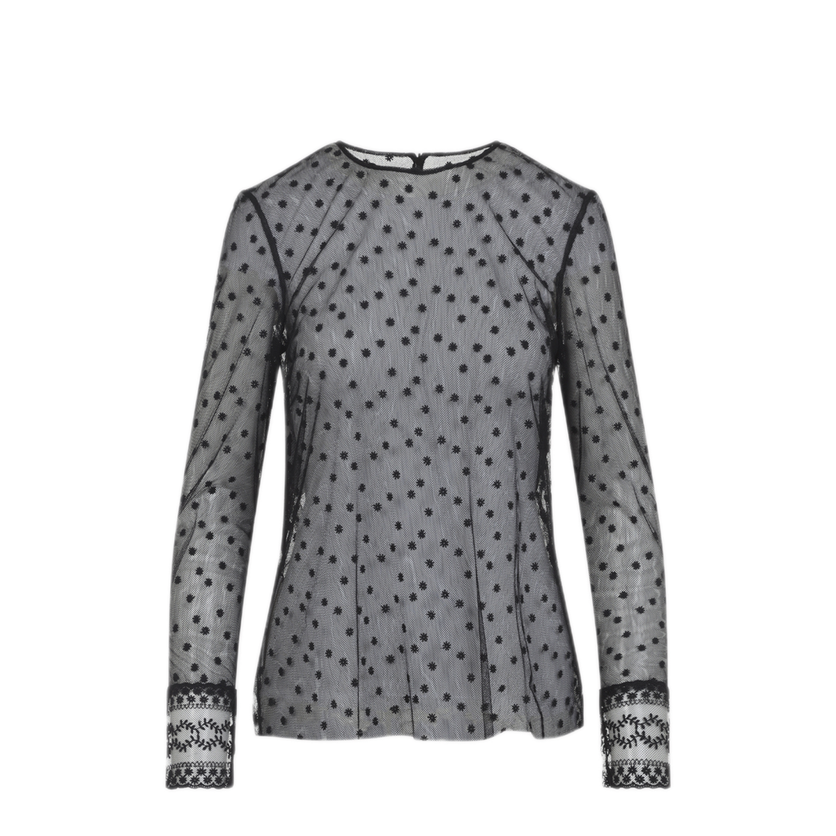 MAYFEYR - ALBERTA FERRETTI - Long Sleeve Polka Dot Tulle Top - A021466200555