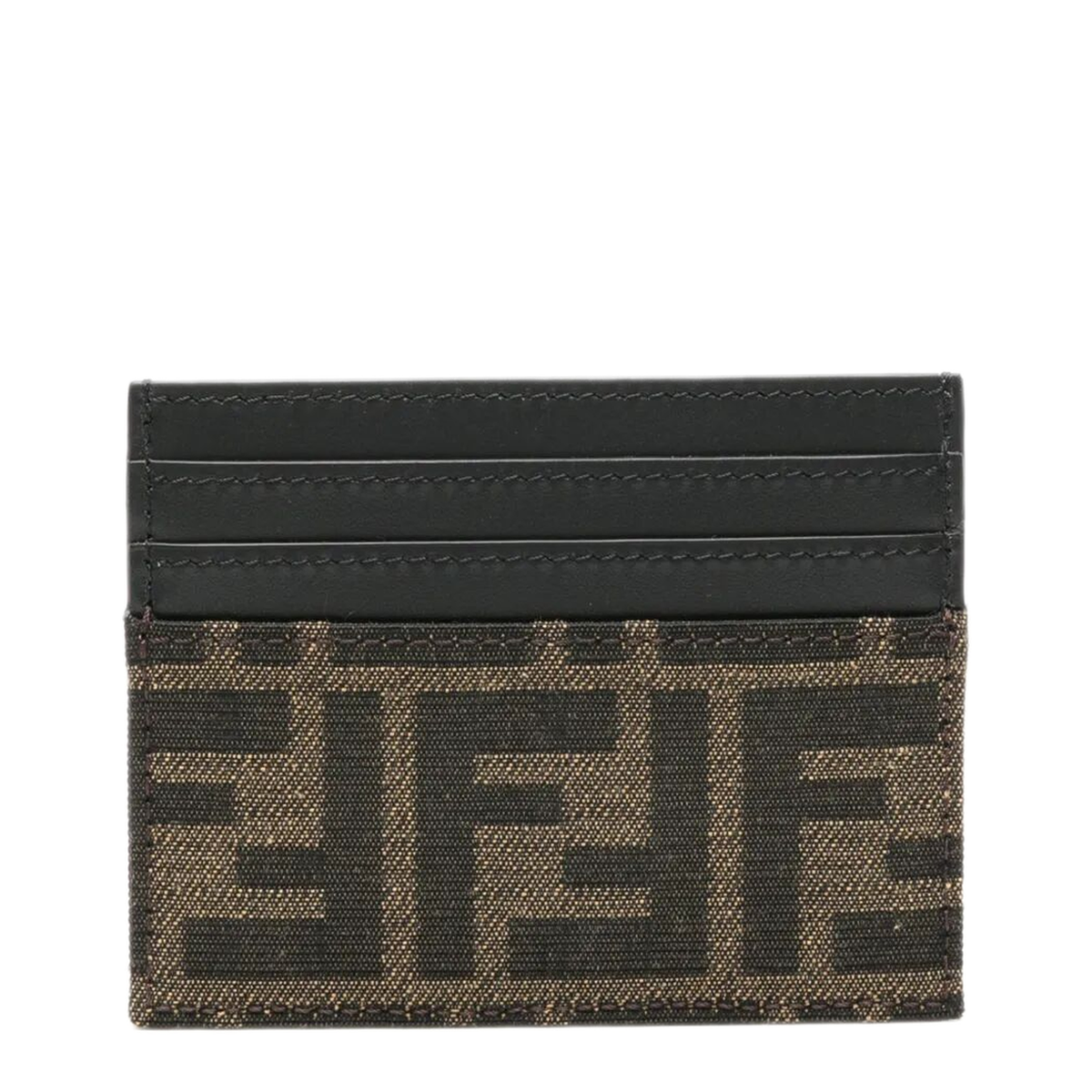 FF Jacquard Card Holder Leather Brown