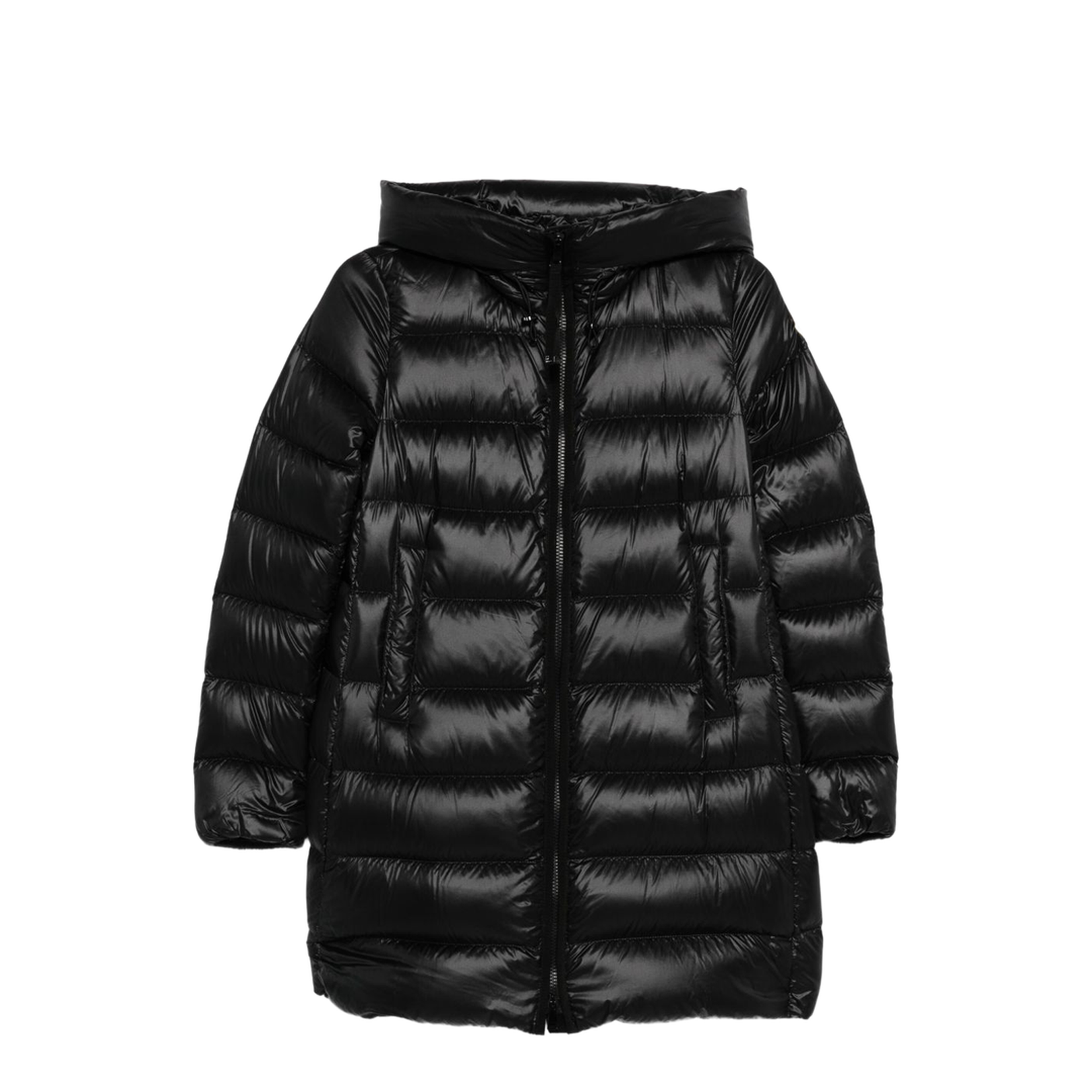 Black Suyenne Hooded Mid-Length Down Jacket