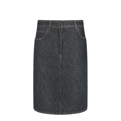 MAYFEYR - Fendi - Flared Midi Denim Skirt With All-Over Quilted Motif - FLQ604AW82
