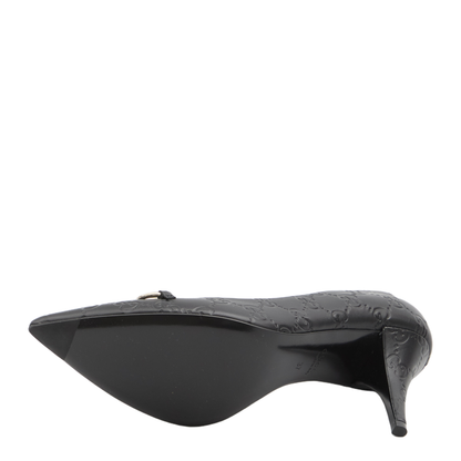 Black Leather Pumps with Horsebit