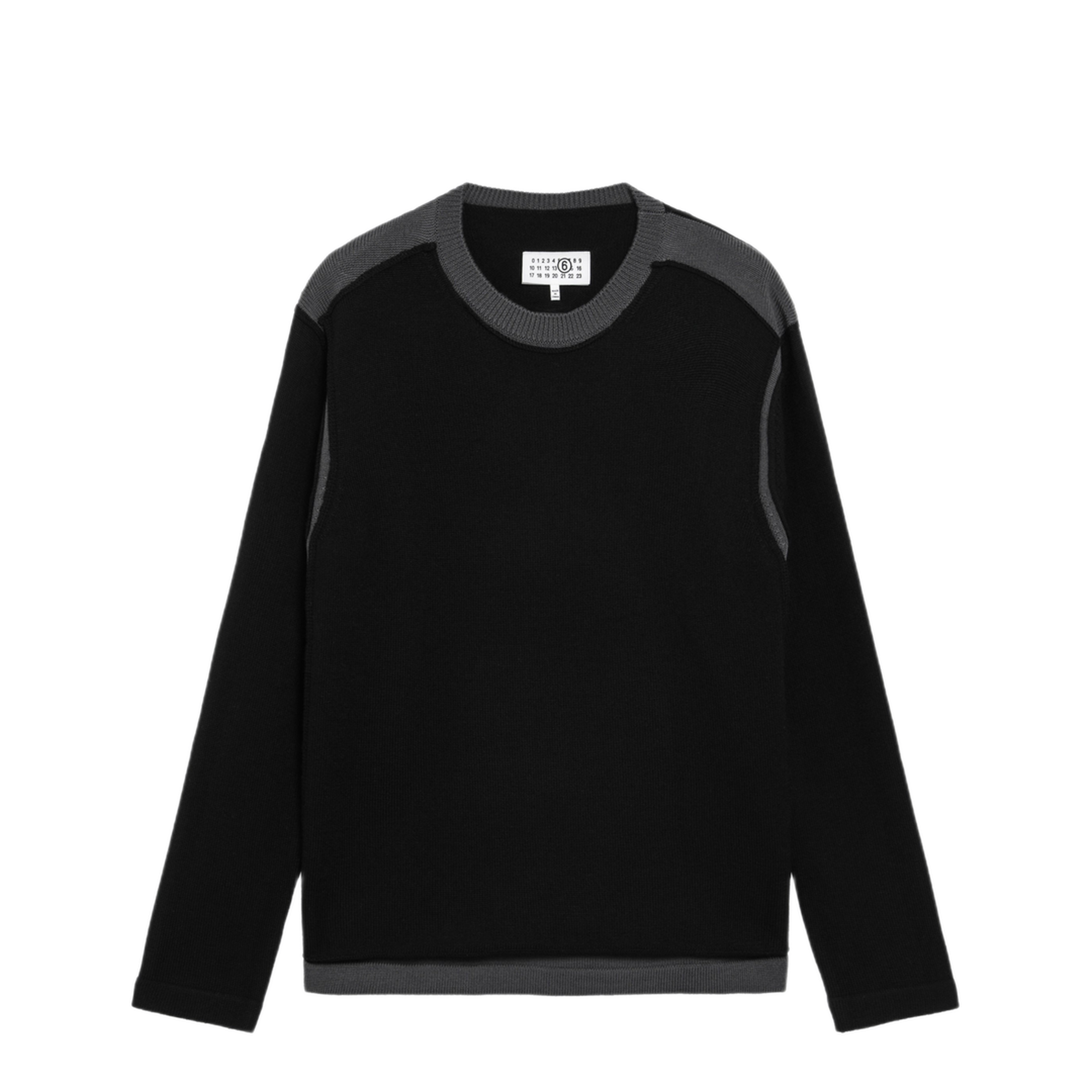 MAYFEYR - Mm6 Maison Margiela - Asymmetrical Crewneck Sweater In Black And Grey - SH0HL0047M13280961