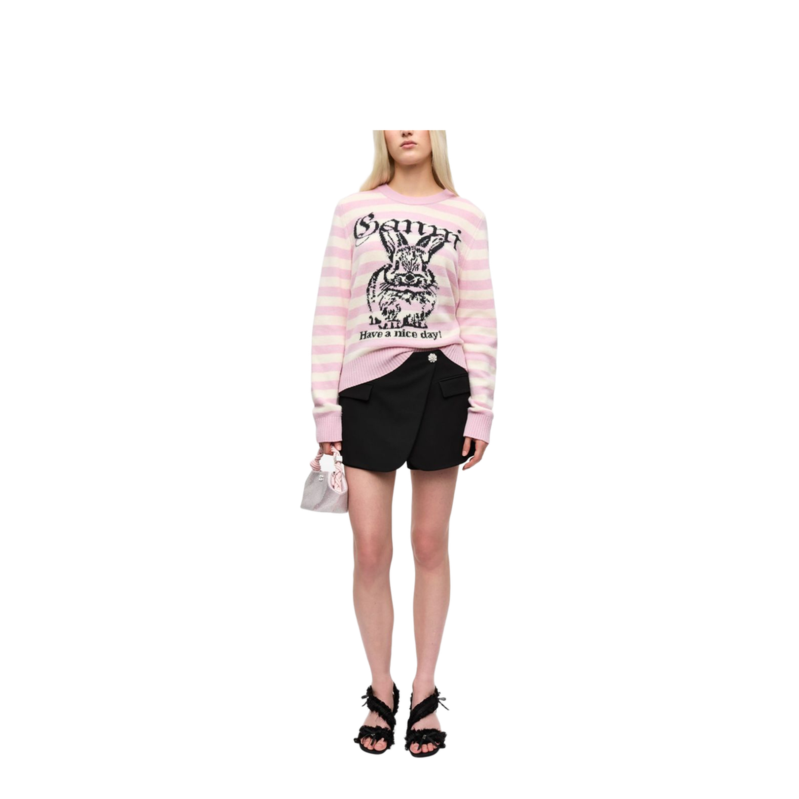 Striped Graphic Wool Mix Bunny Knit