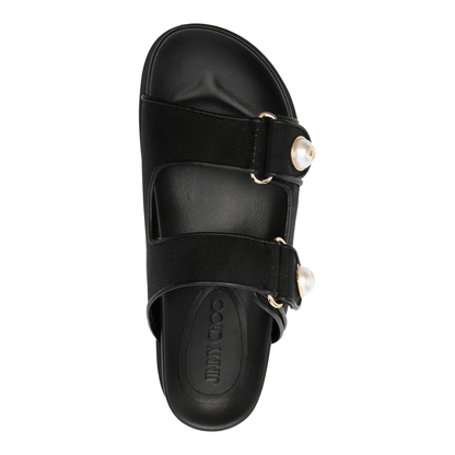 Fayence Sandal Black Mesh and Patent Leather Sandals