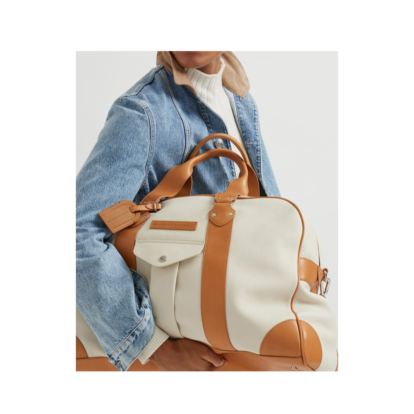 Grained Calfskin Street Bag in Ivory