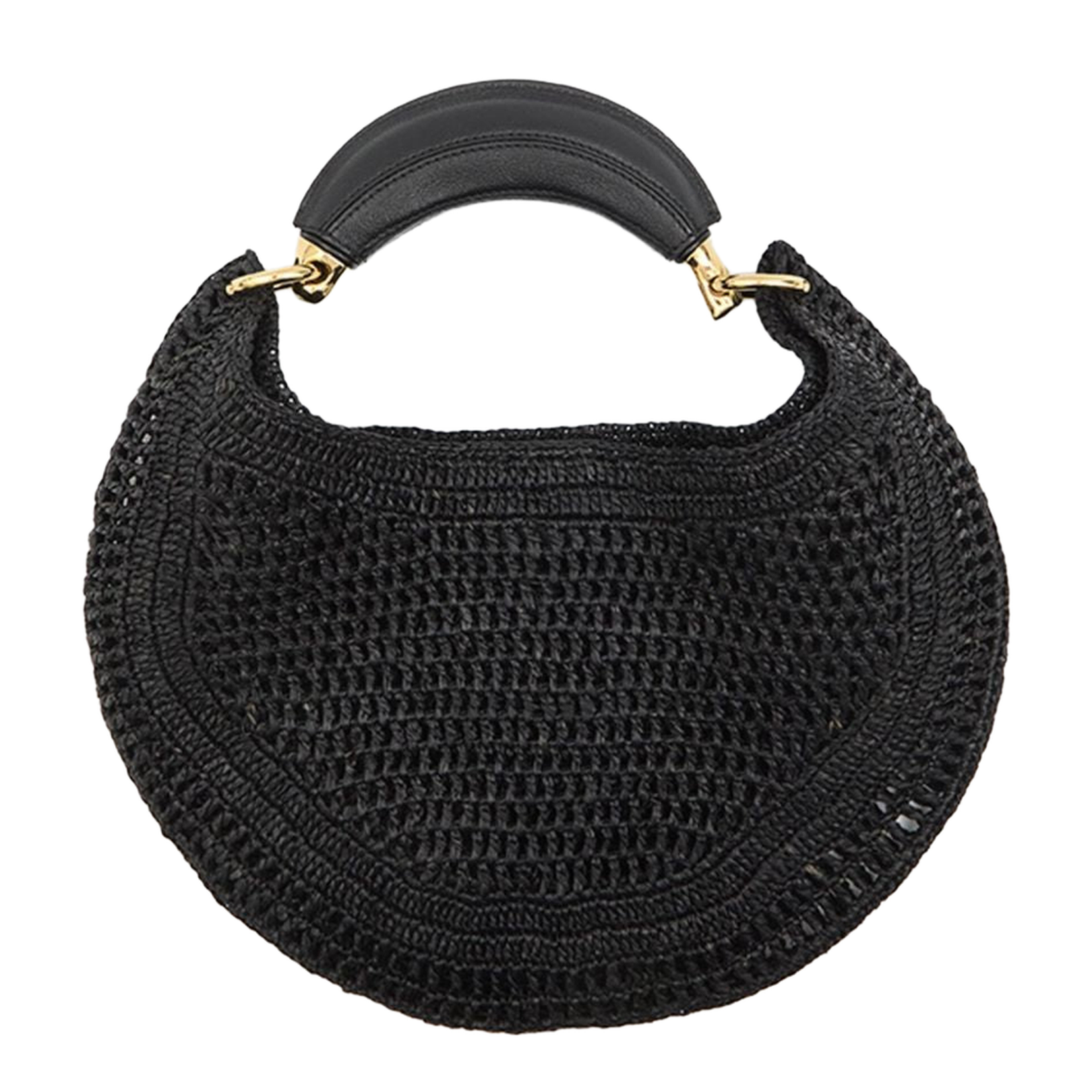 Black Woven Raffia Handbag