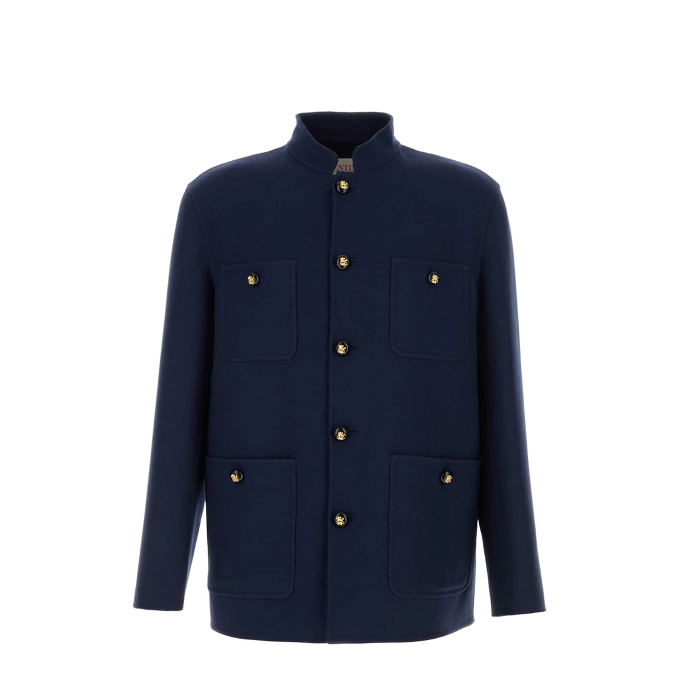 Navy Blue Wool Blend Jacket