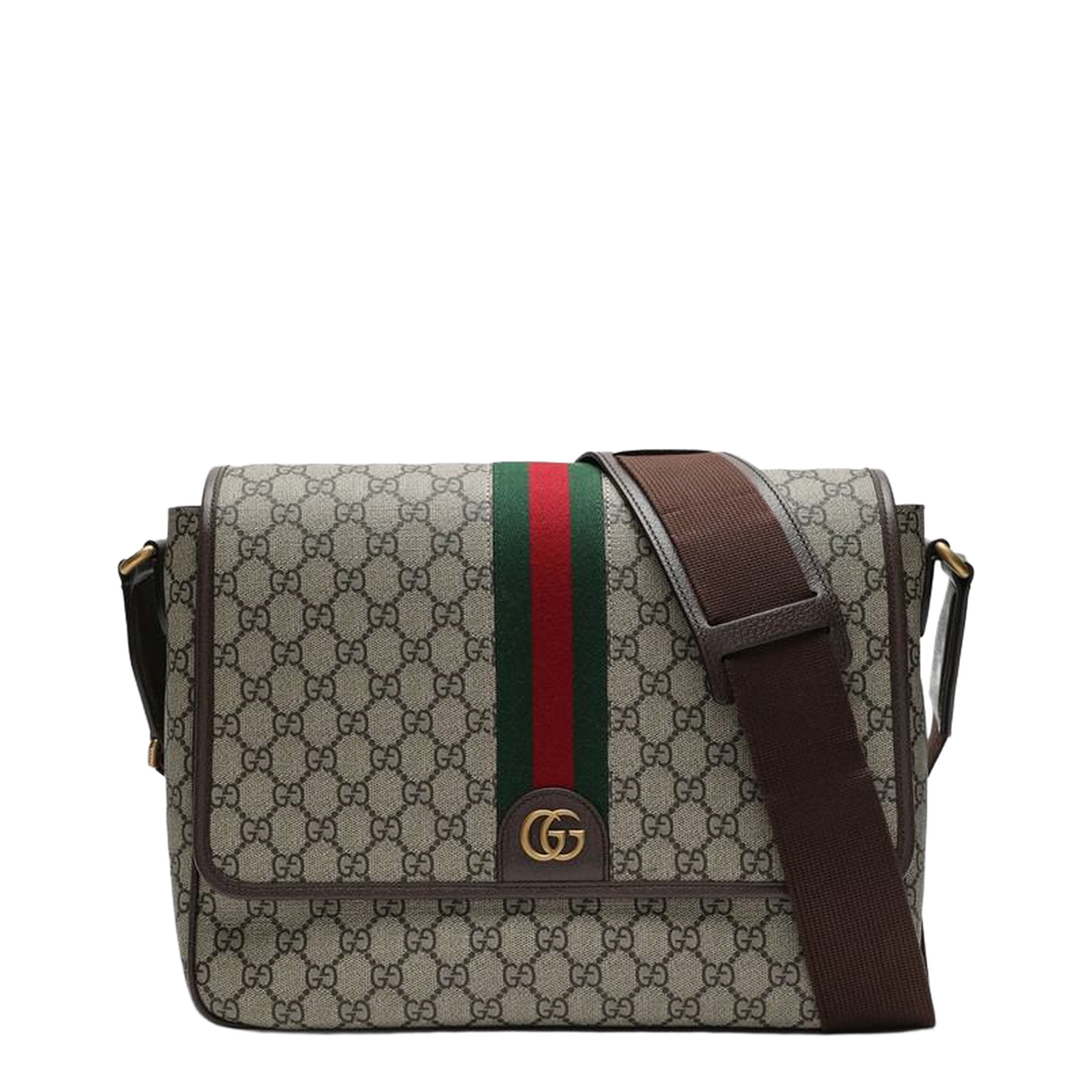 Shoulder Bag with Web Detail in Beige and Ebony Fabric