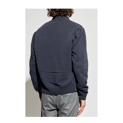 Blue Padded Wool & Cashmere Zip-Up Cardigan
