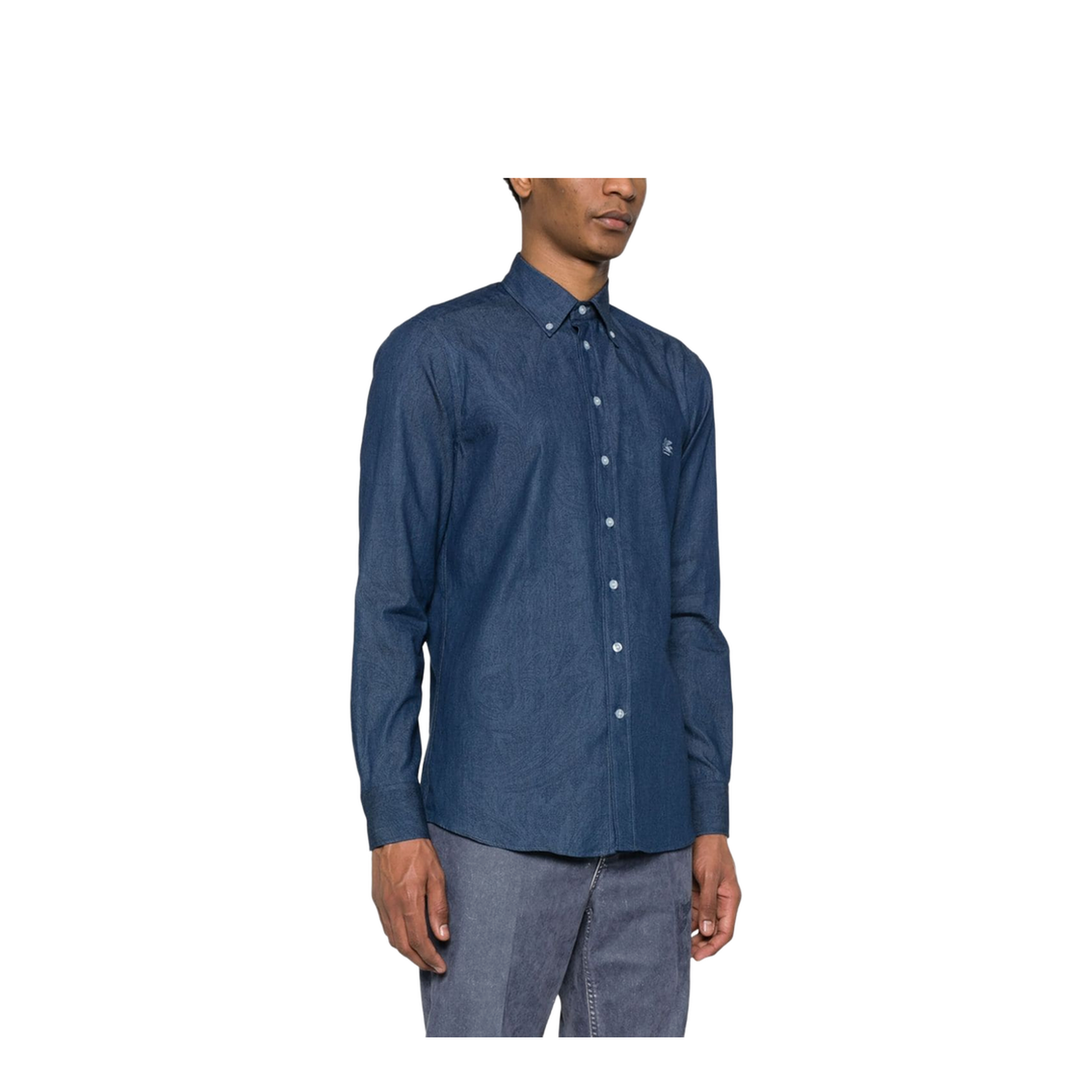 Indigo Blue Cotton Paisley Print Shirt