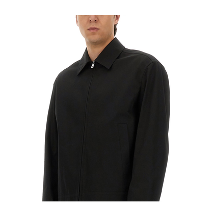 Cotton Twill Jacket with Web Detail in Black