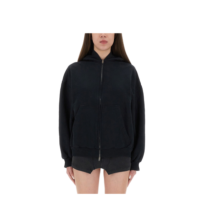 Flipped Uni Zip-up Hoodie Regular Fit in Black Faded