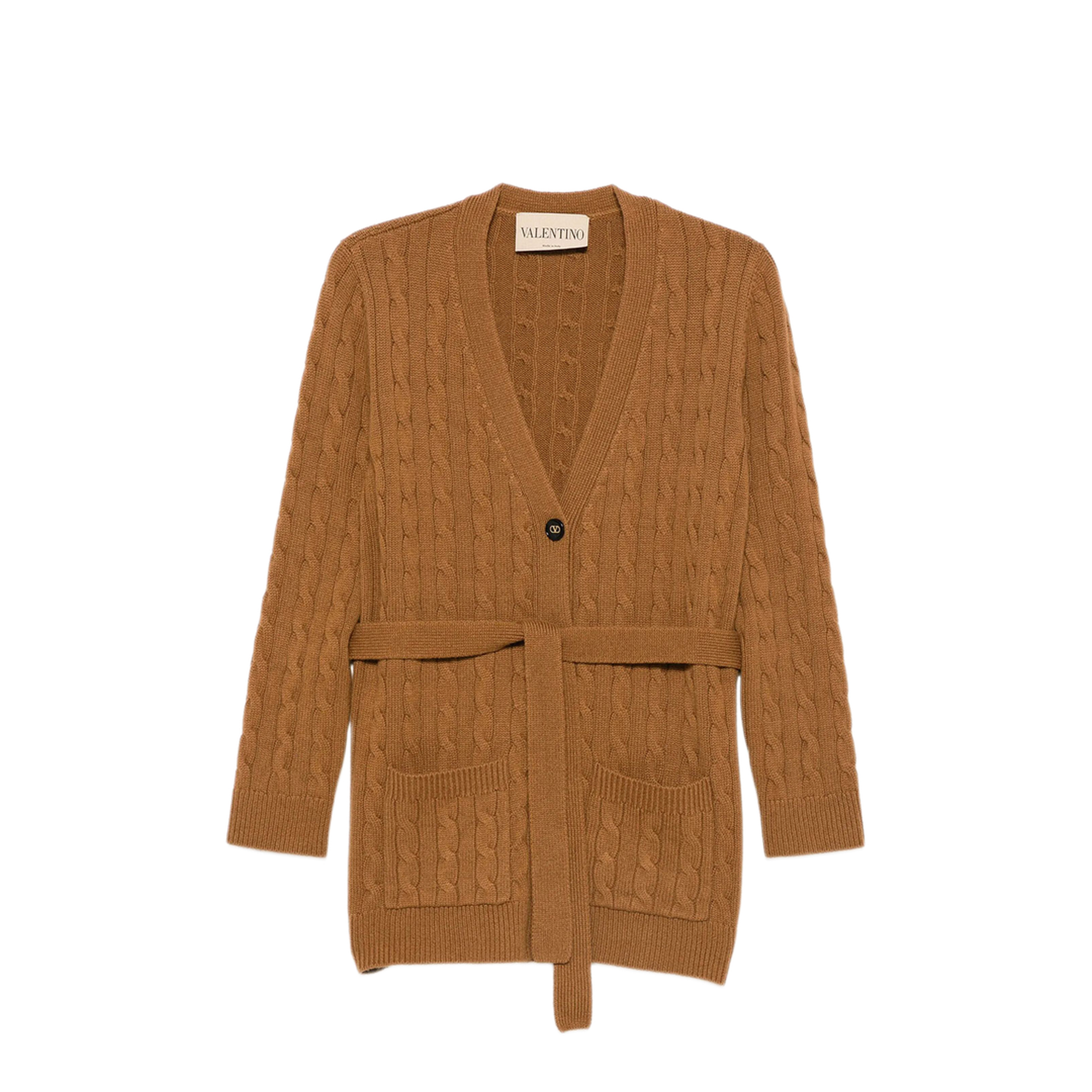 MAYFEYR - Valentino - Cable-Knit Belted Cashmere Cardigan - BKA16DAB910R