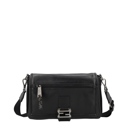 Flux Messenger Leather Crossbody Bag - Black