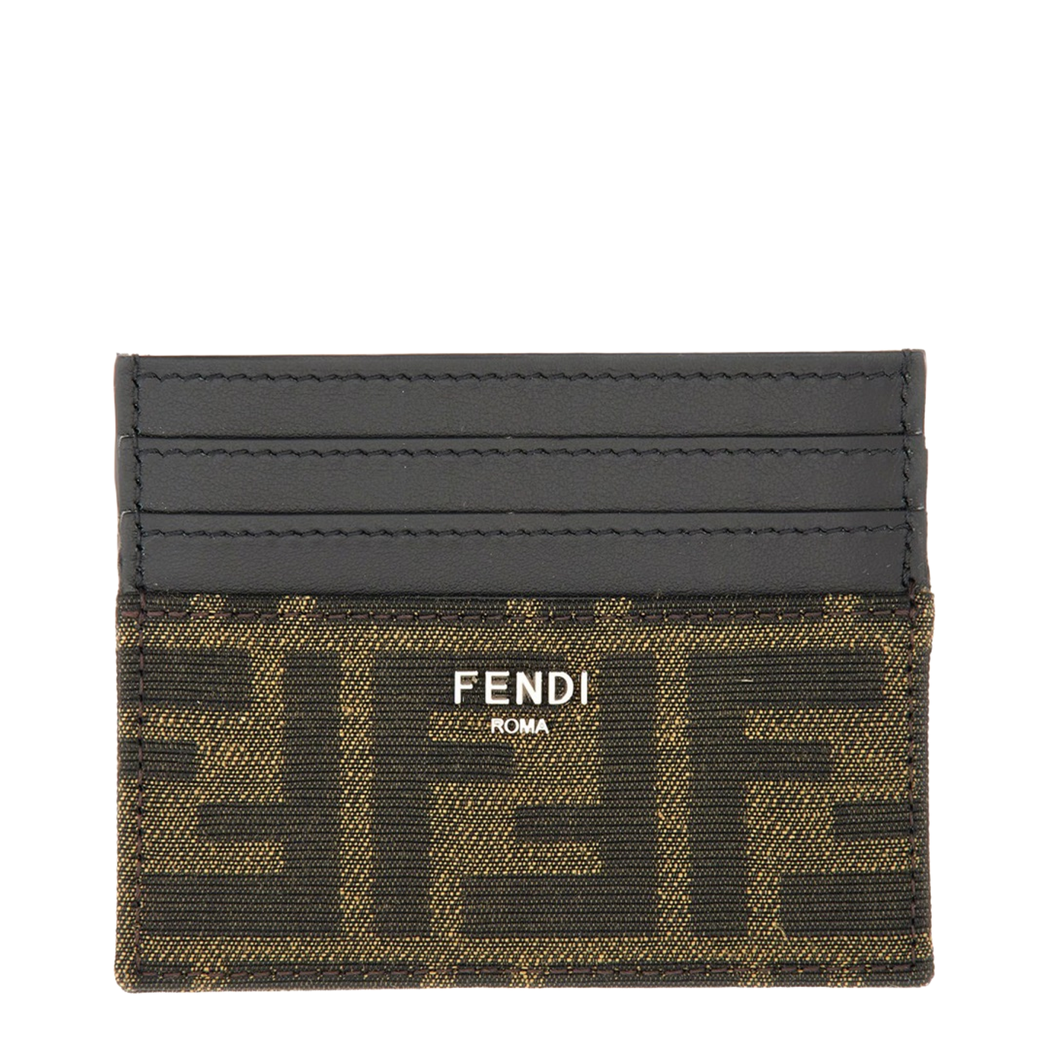FF Jacquard Card Holder Leather Brown