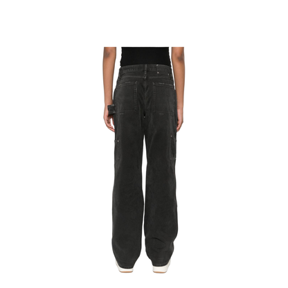 Distressed Black Cotton Jeans with Front Patches
