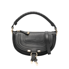 Marcie Mini Calfskin Saddle Bag - Black