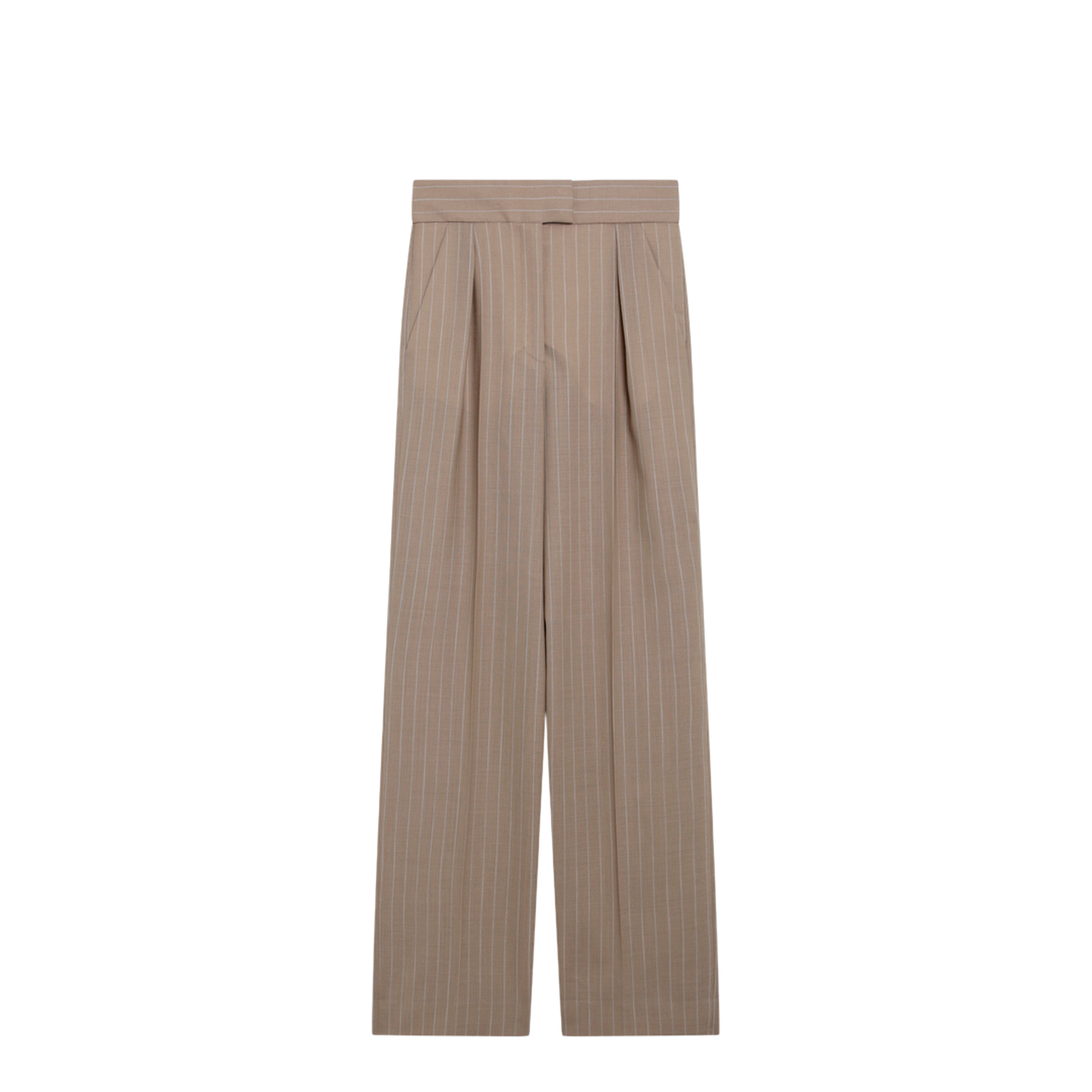 MAYFEYR - Valentino - Mud-Colored Pinstripe Wool Trousers - 9B3RB766A9C3EU