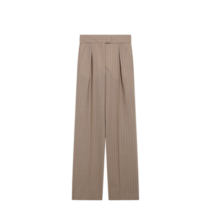MAYFEYR - Valentino - Mud-Colored Pinstripe Wool Trousers - 9B3RB766A9C3EU