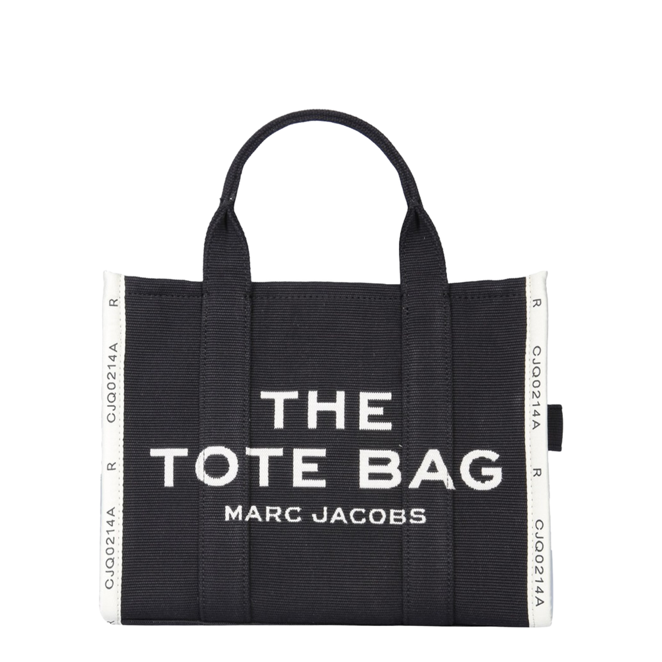 Jacquard Medium Woven Tote Bag - Black