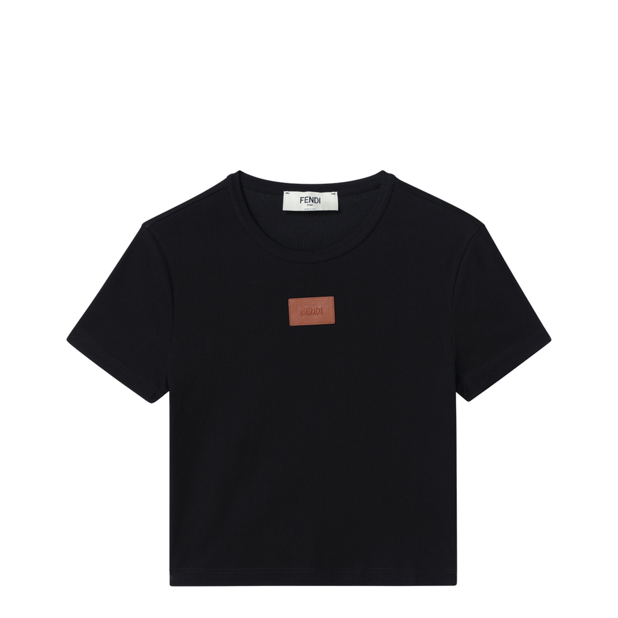 MAYFEYR - Fendi - Black Cotton T-Shirt With Logo Patch - FS8110AW87F0GME
