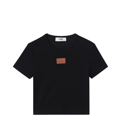 MAYFEYR - Fendi - Black Cotton T-Shirt With Logo Patch - FS8110AW87F0GME