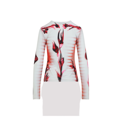 MAYFEYR - Jean Paul Gaultier - Layered Long Sleeves Top Printed Flower Body Morphing Mariniere - 2533FTO264T581422030422030