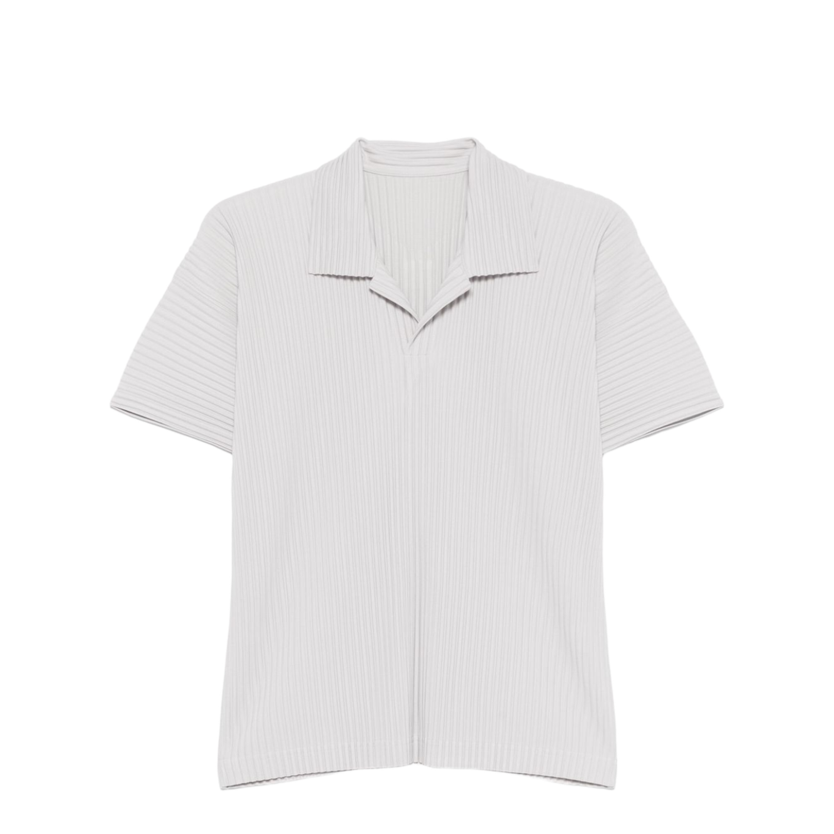 Light Grey Split Neck Short Sleeves