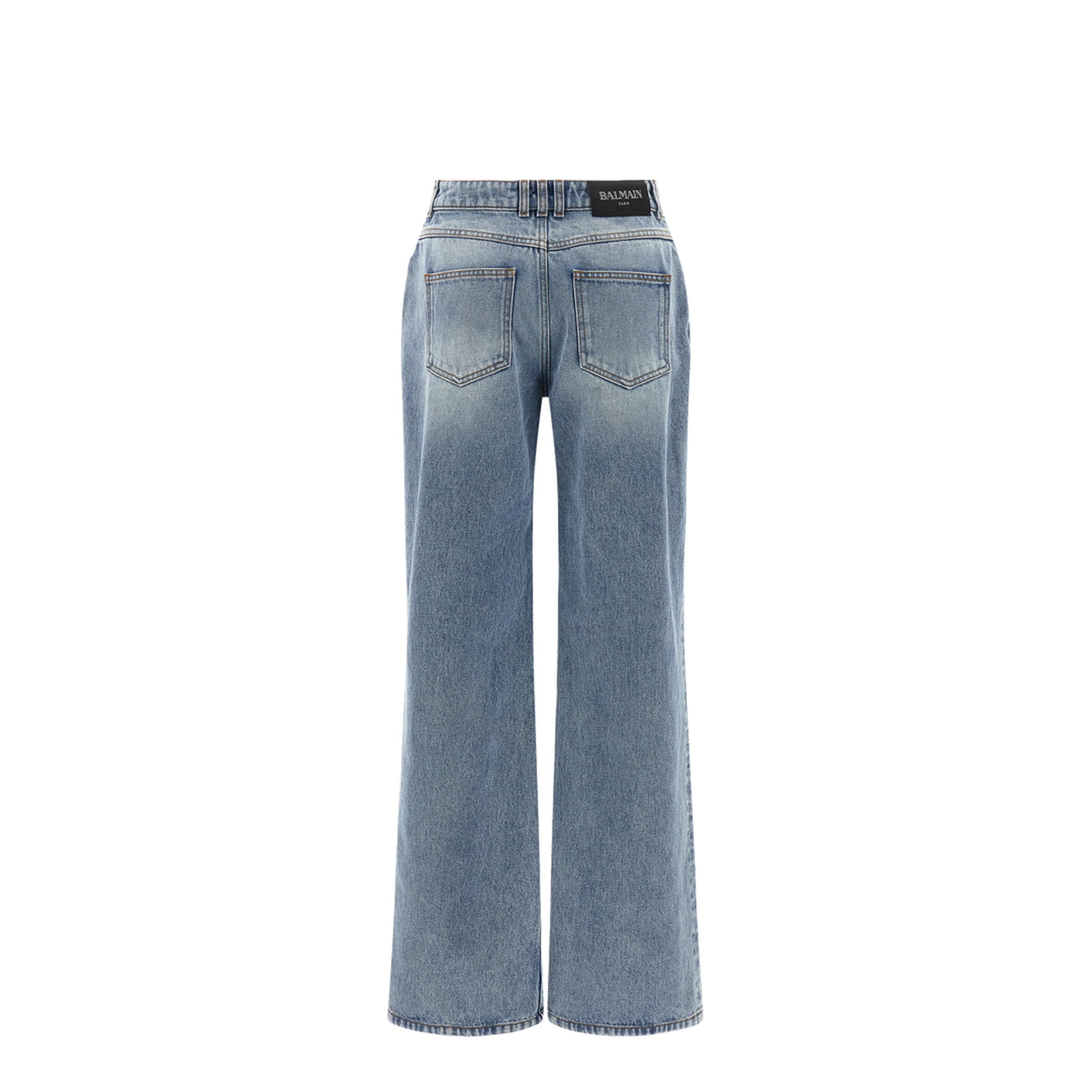 Straight-Leg Faded Denim Jeans