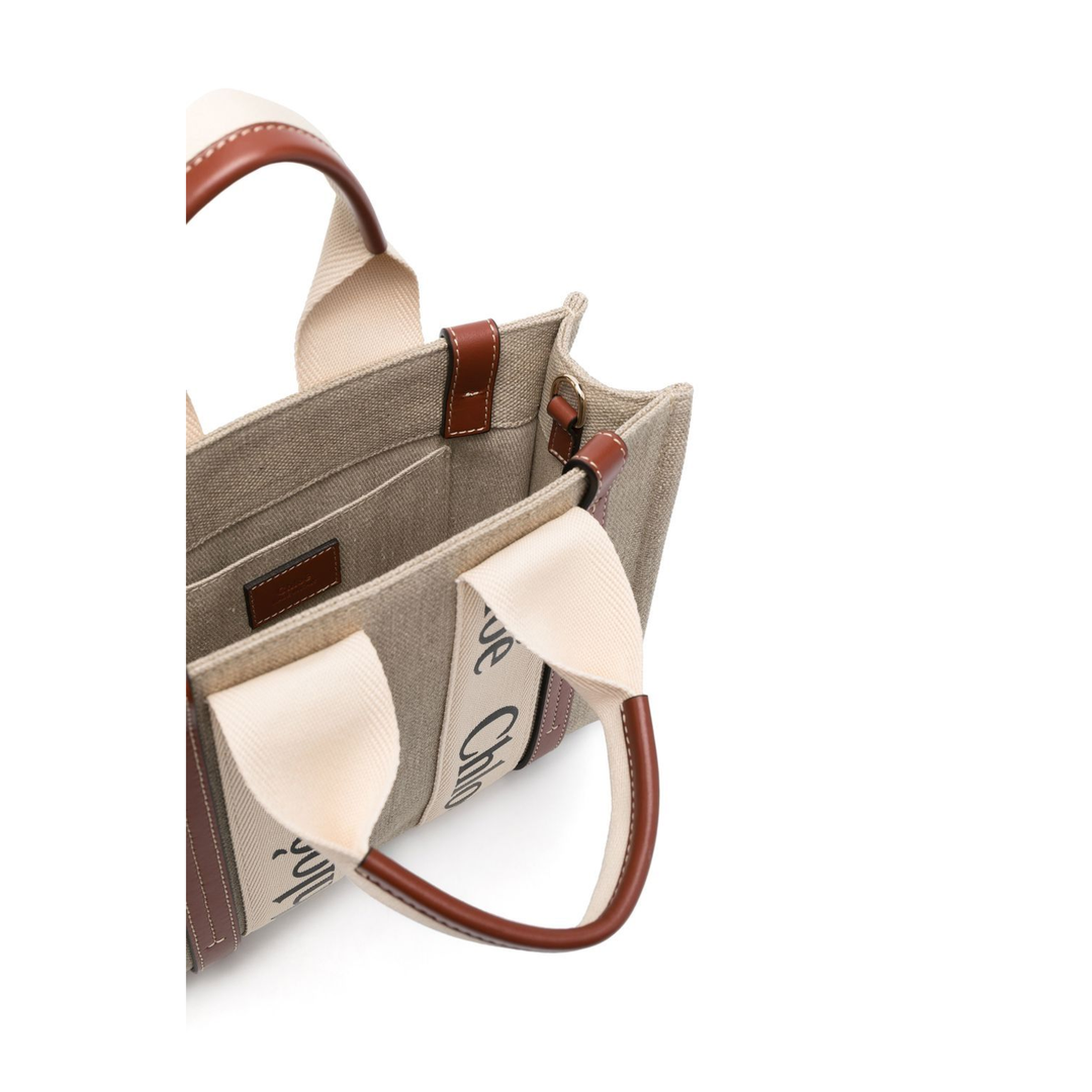 Woody Small Linen Canvas Tote - Marrón