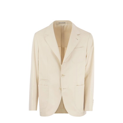 Cotton and Cashmere Deconstructed Jacket with Patch Pockets