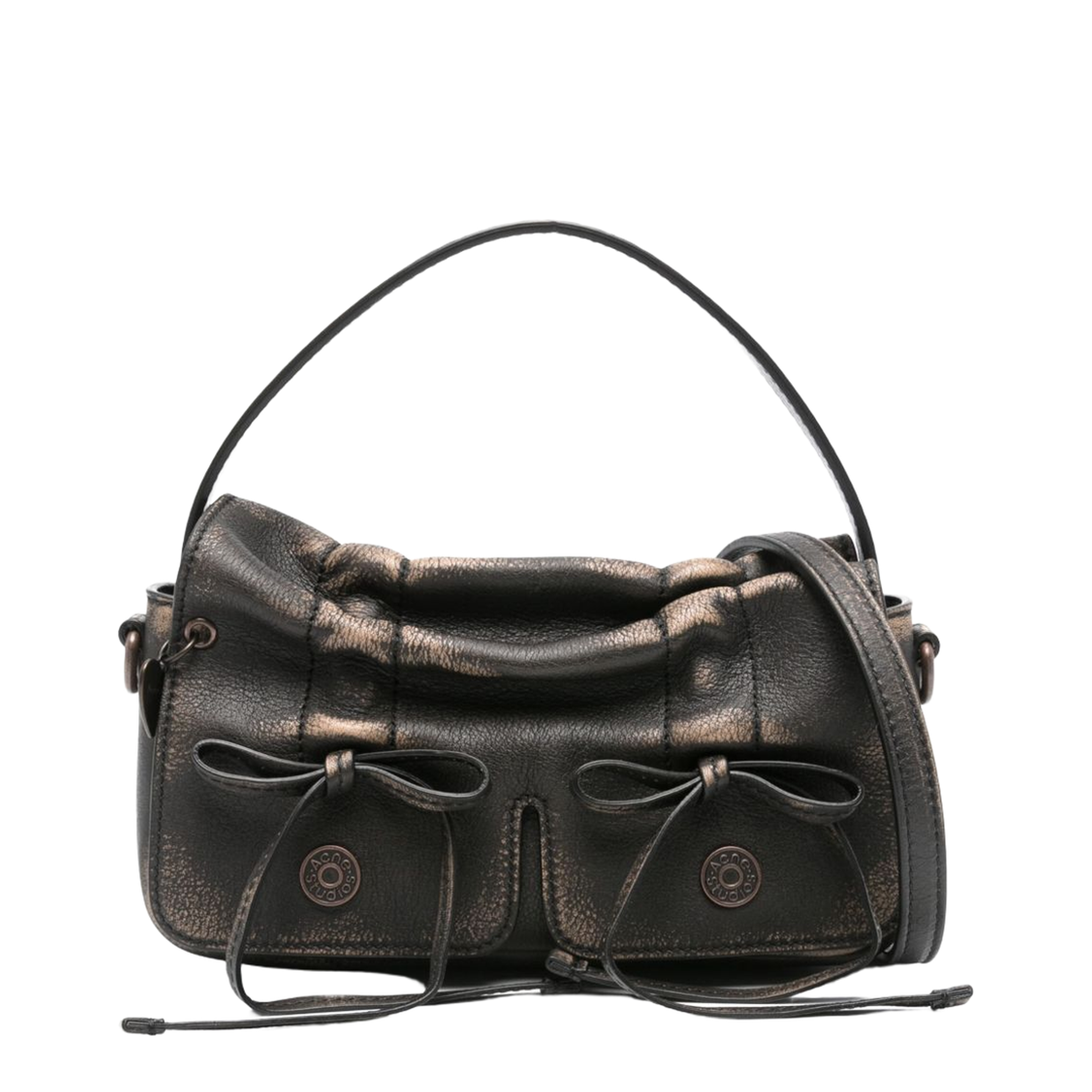 Multipocket Micro Calf Leather Crossbody Bag - Dark Brown/Beige