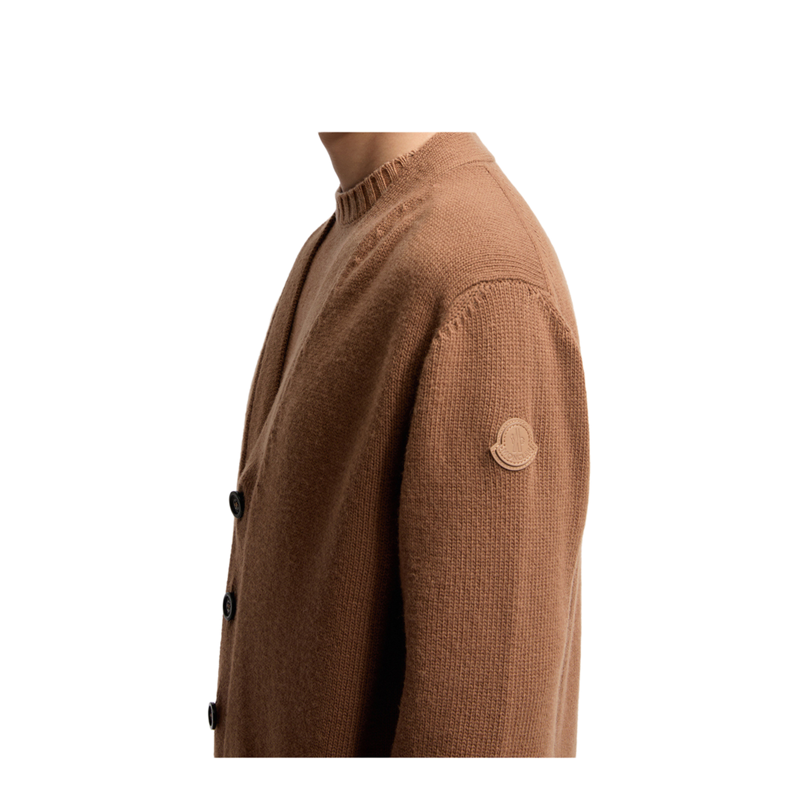 Camel Beige V-Neck Wool Cardigan