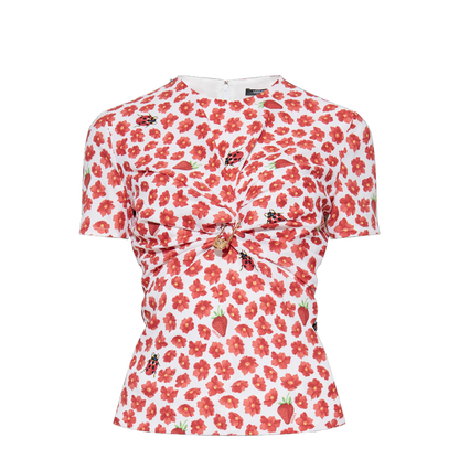 Silk Top with Floral Motif