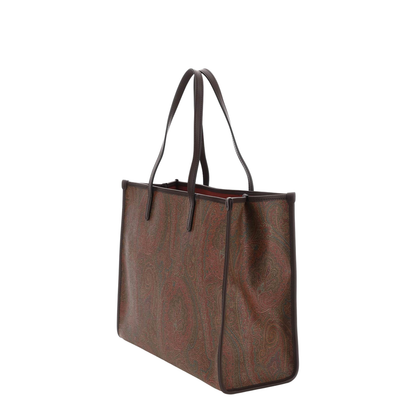 Paisley-Print Studded Tote Bag